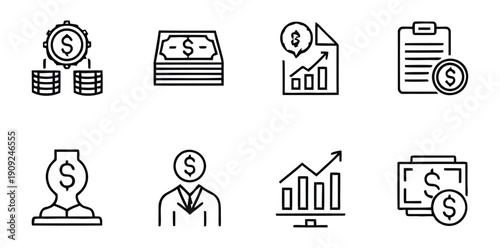 Financial icons and money symbols