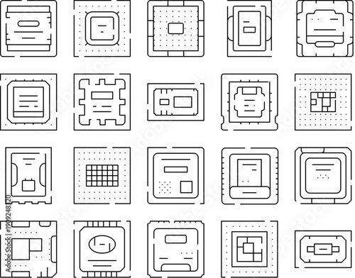 Computer microchips and semiconductor processors representing digital electronic hardware components, essential elements for modern technology and data processing systems