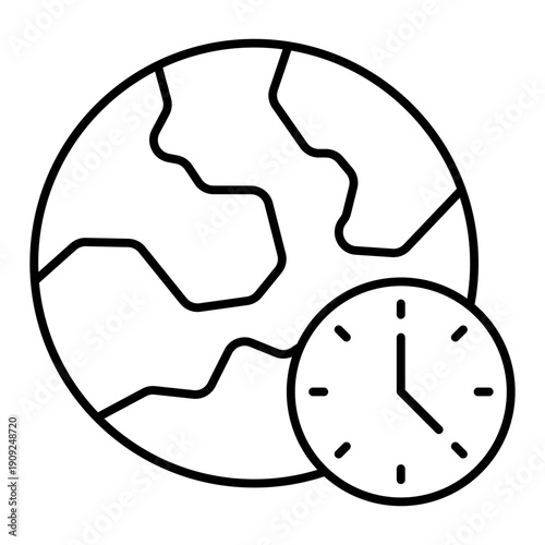 time zone sync line icon with editable stroke