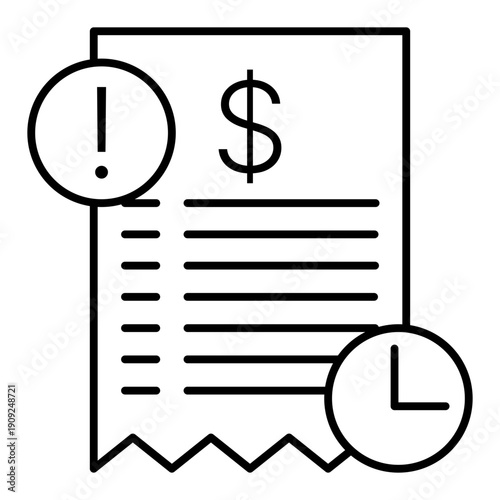 overdue payment line icon with editable stroke