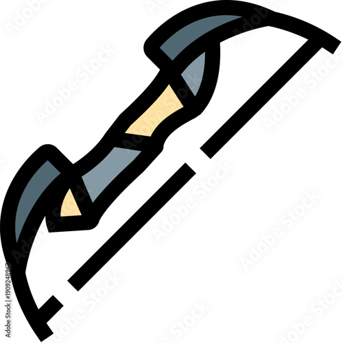 Archery bow icon depicting a weapon used for target sport and hunting, featuring a modern or recurve design with a taut string, representing precision and skill