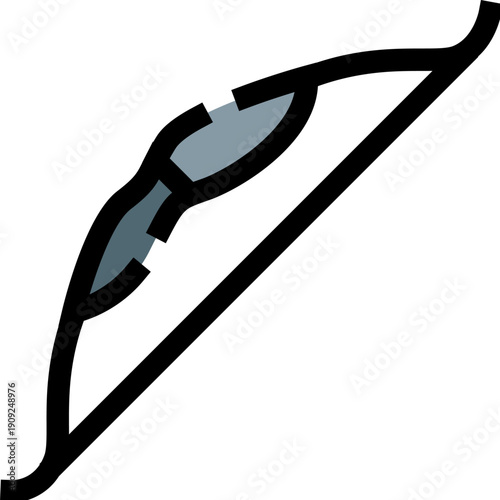 Recurve bow icon representing traditional archery, targeting, and hunting sports, illustrating ancient weapon craft and focus required for hitting a target