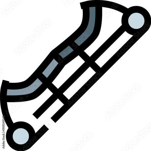 Recurve or longbow vector icon depicting archery equipment and arrow, minimalist line art symbol of precision, aiming, sport, hunting, practice and recreational shooting