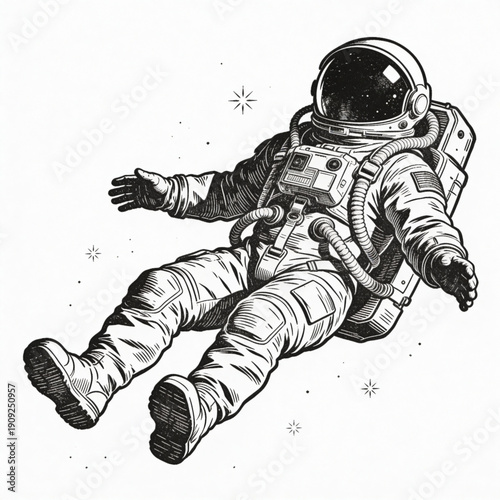 Astronaut Floating in Space: An astronaut in a spacesuit floats serenely amidst a starlit canvas, evoking a sense of wonder and the boundless possibilities of space exploration. 