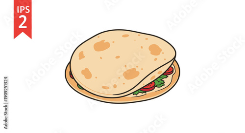 Delicious Tortilla Wrap with Fresh Ingredients, Healthy Fast Food Concept