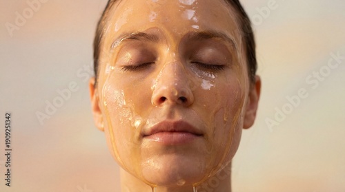 A serene young woman's face...