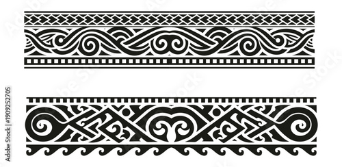 Canvastavla Flat design tribal tattoo and maori tattoo border element