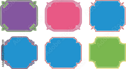 Vibrant Colorful Blank Curvy Label Set for Product Packaging Gift Tags and Store Promotions Multi Color Decorative Sticker Banner Vector Illustration Elements