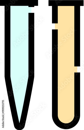 Two laboratory test tubes containing different colored liquids, illustrating chemical analysis, medical testing, and scientific experiment tools for biology and chemistry research
