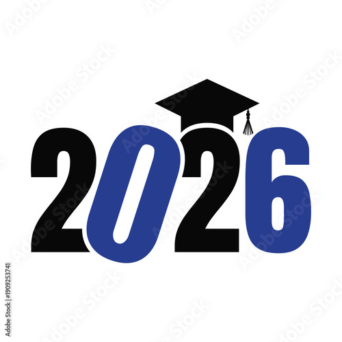 Class of 2026 Graduation Design with Cap Vector