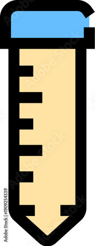 Centrifuge tube icon representing scientific research, medical diagnostics, and biotechnology experiments in a laboratory setting, essential for sample preparation and analysis