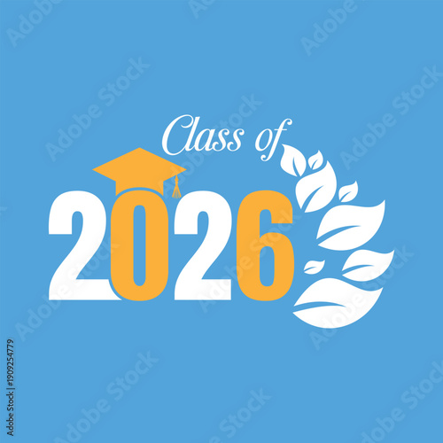 Class of 2026 Graduation Design with Cap Vector