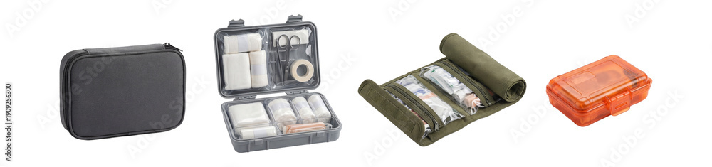Fototapeta premium First aid travel kit set.