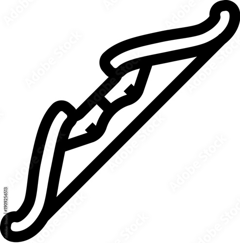 Archery bow, featuring an arrow on the string, representing a classic sporting equipment or ancient hunting weapon, forming a simple line icon for various design applications