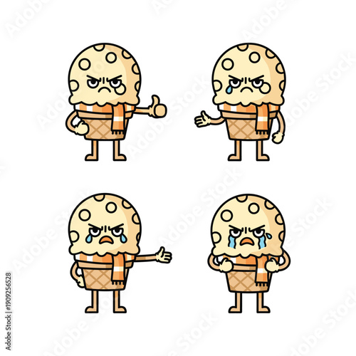 Cartoon cookie characters showing different emotions with facial expressions