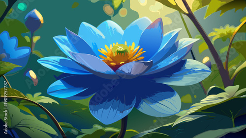 blue water lilies