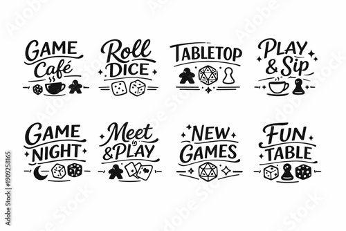 Board game café designs: creative logos for game nights and social gatherings