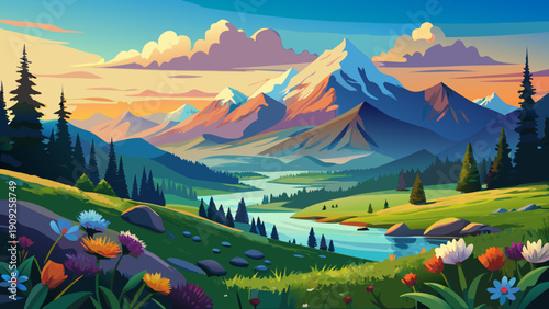 mountain landscape in the summer