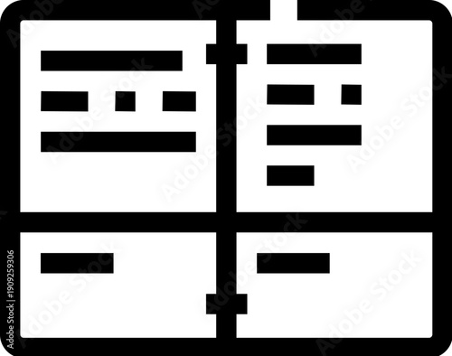 Open book icon symbolizing learning, education, and knowledge, a visual metaphor for studying, reading, organizing information, and developing new skills in academic or professional settings