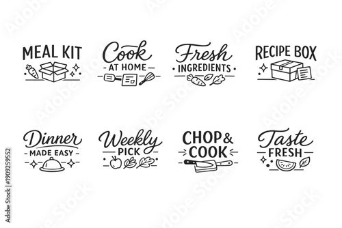 Kitchen-themed icons for meal kits and cooking at home