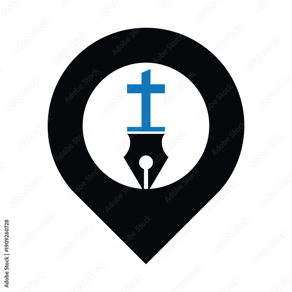 Obraz premium Faith Education Logo with Cross and Pen Symbol.