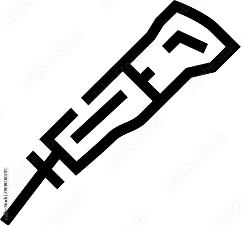 Demolition tool line art icon illustrating heavy construction equipment for breaking concrete and other hard surfaces, highlighting industrial power and labor
