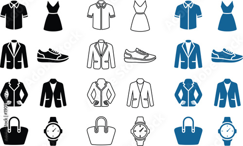 Collection of fashion and accessory in black white and blue