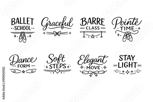 Ballet typography collection featuring graceful dance themes and elegance