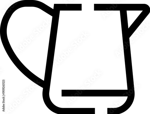 Minimalistic pitcher icon with clean outline showing a jug with handle and spout, perfect for beverage pouring and serving in kitchen, cafe, ui, print or web projects