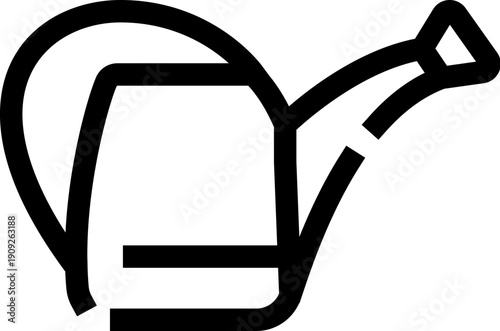Line art icon of a watering can pouring water, symbolizing gardening, plant care, irrigation and cultivation for home gardens, farms and seasonal growth maintenance