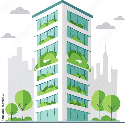 Eco-Friendly Apartment Tower with Vertical Garden Icon