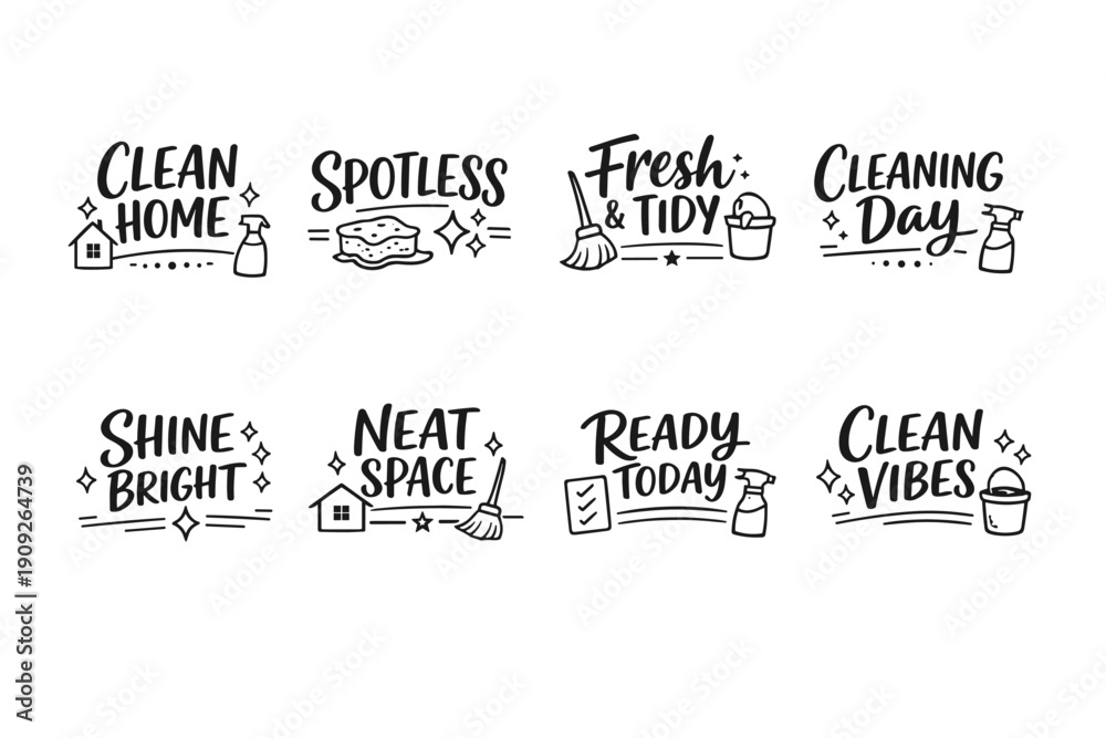 Obraz premium Clean home icons: spotless living fresh tidy neat space for cleaning day