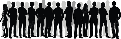 Large Diverse People Silhouette Group Standing Together Representing Community Workforce Unity Business Team Diversity Concept Illustration Modern Society Crowd Background