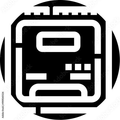 Electricity meter displaying power usage, representing energy monitoring, household utility expenses, and efficient power management with a graphic symbol