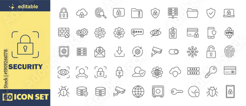 A set of editable security icons for modern digital design projects