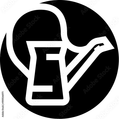 Watering can icon representing gardening, plant care and irrigation, simple black and white silhouette ideal for web, app or logo use to symbolize growth and horticulture