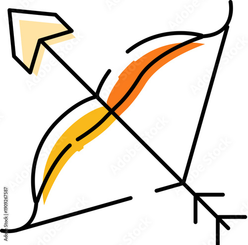 Sagittarius zodiac sign symbol showing a bow and arrow, representing adventure, optimism, and intellectual curiosity in astrology and horoscope predictions