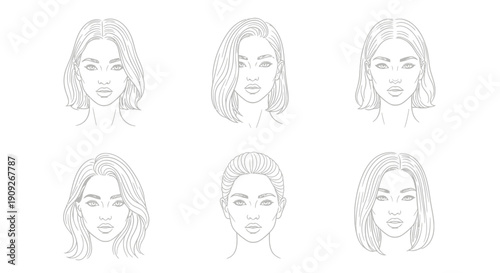Diverse Female Hairstyles: Six Face Shapes with Trendy Haircuts
