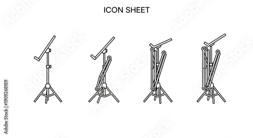 Adjustable Music Stand Icon Sheet, Foldable and Portable Design