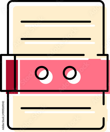 Document file with text lines and secure strap or padlock icon, representing classified, confidential or private reports, contracts and restricted access information for business or government use