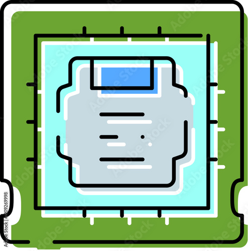 Processor chip illustrating advanced computer technology and electronic components, representing core computing power and semiconductor innovation for modern digital systems