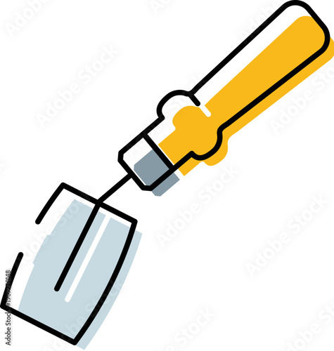 Hand trowel standing for gardening work, horticulture, and planting activities, representing tools used for working soil, digging, and transplanting in agriculture