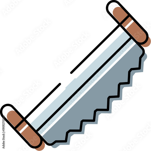 Crosscut saw with two handles for cutting wood, log, and timber, a traditional tool for forestry, carpentry, and lumberjack work, presented as a line art icon