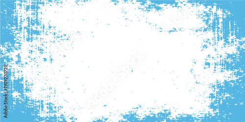 Blue grunge background with frame and colorful paint splashes