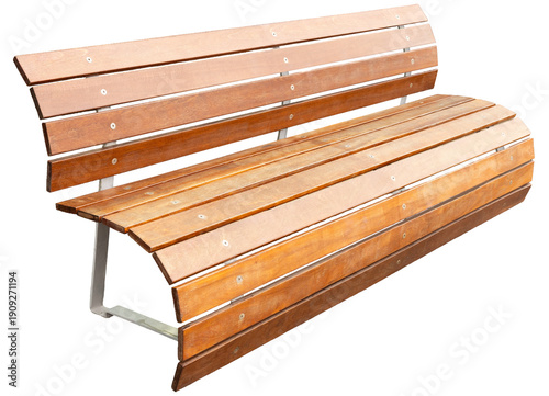 This is a wooden bench made of slats with a sturdy metal frame. It is designed for use in parks, gardens, or outdoor areas for people to sit and relax