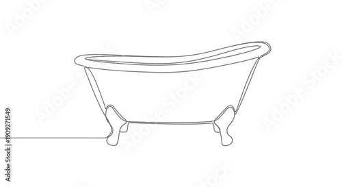Vintage Bathtub, Elegant Minimalist Line Art