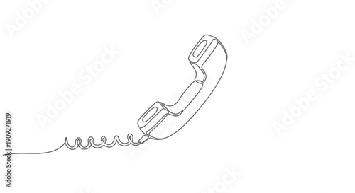 Retro telephone handset in continuous line drawing