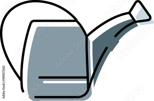 Line art watering can icon for gardening and plant care, minimal outline illustration of a hand tool for irrigation, houseplants, horticulture and backyard planting activities