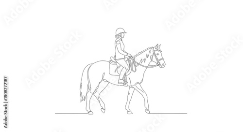 Equestrian Rider Continuous Line Drawing