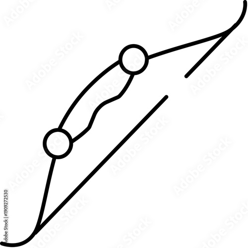 Archery bow symbol in a simple line art style representing precision, sport, hunting, and outdoor activities, ideal for diverse design projects needing a clear visual